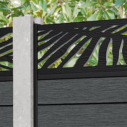 Fusion Palm Fence Panel - Dark Grey - for existing concrete posts
