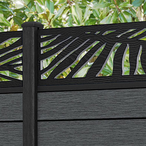 Fusion Palm Fence Panel - Dark Grey - with our composite posts