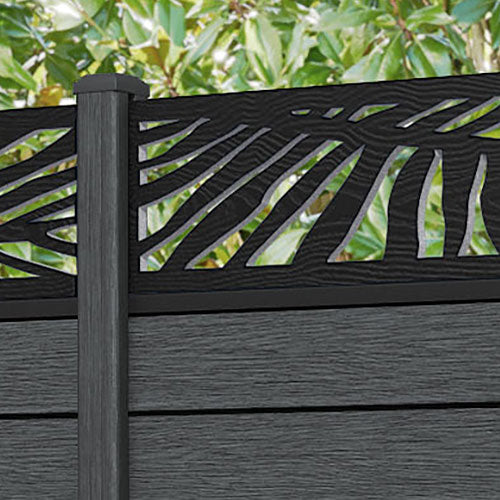 Fusion Palm Fence Panel - Dark Grey - with our composite posts