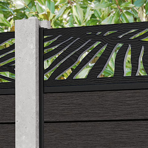 Fusion Palm Fence Panel - Dark Oak - for existing concrete posts