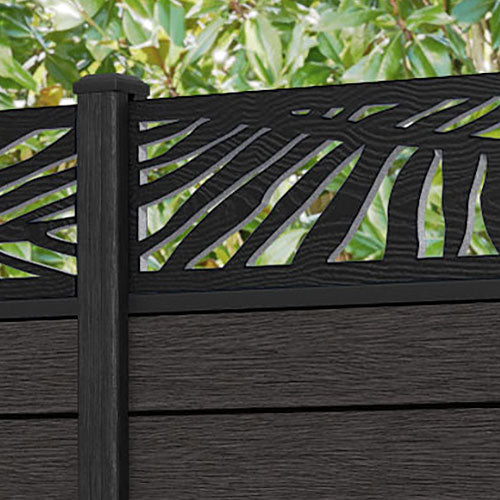 Fusion Palm Fence Panel - Dark Oak - with our composite posts
