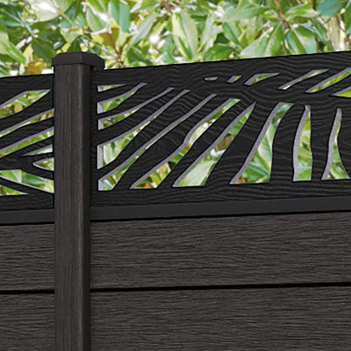 Fusion Palm Fence Panel - Dark Oak - with our composite posts