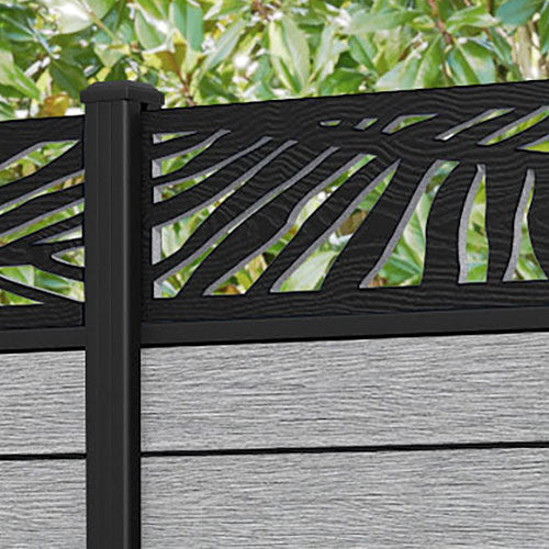 Fusion Palm Fence Panel - Light Grey - with our aluminium posts