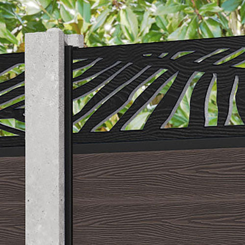 Classic Palm Fence Panel - Mid Brown - for existing concrete posts