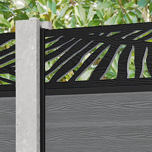 Classic Palm Fence Panel - Mid Grey - for existing concrete posts