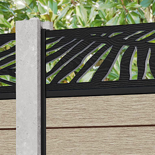 Fusion Palm Fence Panel - Light Oak - for existing concrete posts