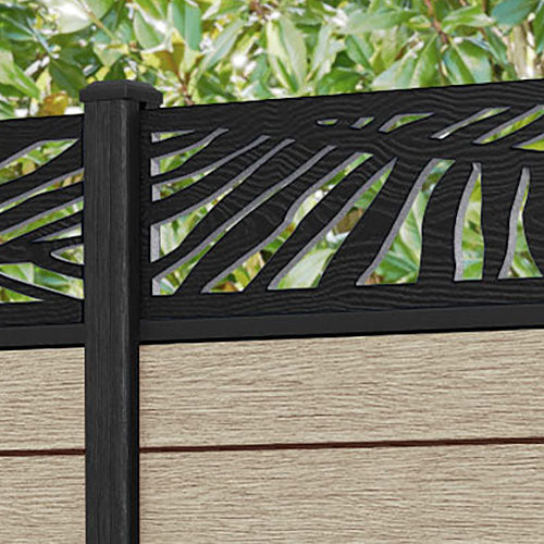 Fusion Palm Fence Panel - Light Oak - with our composite posts