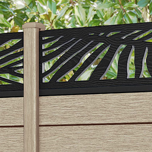 Fusion Palm Fence Panel - Light Oak - with our composite posts
