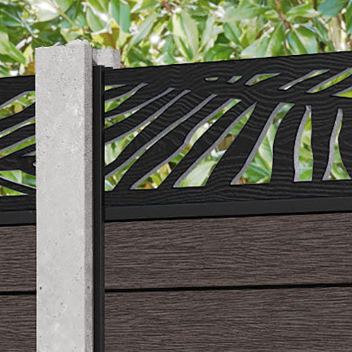 Fusion Palm Curved Top Fence Panel - Mid Brown - for existing concrete posts