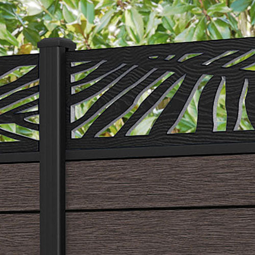 Fusion Palm Fence Panel - Mid Brown - with our aluminium posts