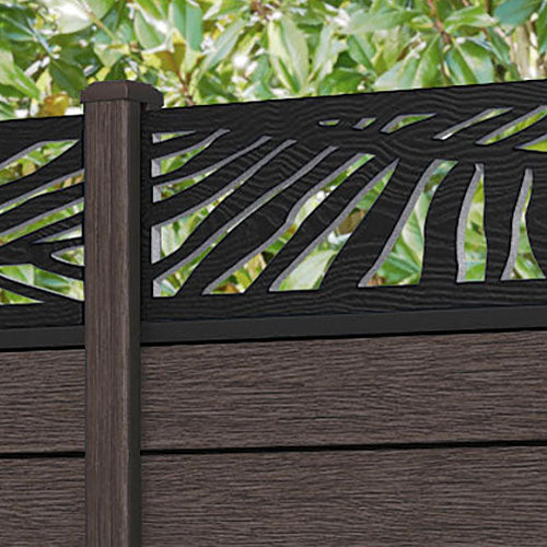 Fusion Palm Curved Top Fence Panel - Mid Brown - with our composite posts
