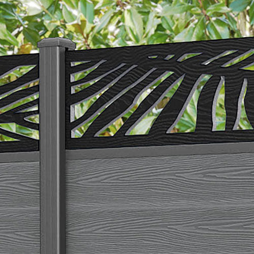 Classic Palm Fence Panel - Mid Grey - with our aluminium posts