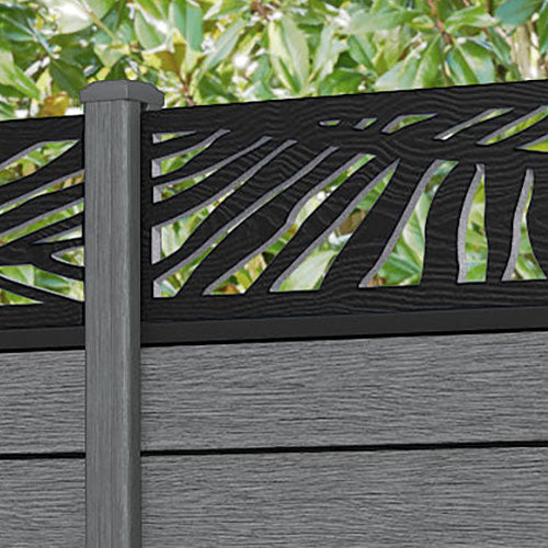 Fusion Palm Fence Panel - Mid Grey - with our composite posts
