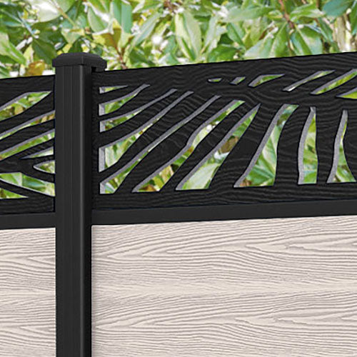 Classic Palm Fence Panel - Mid Stone - with our aluminium posts