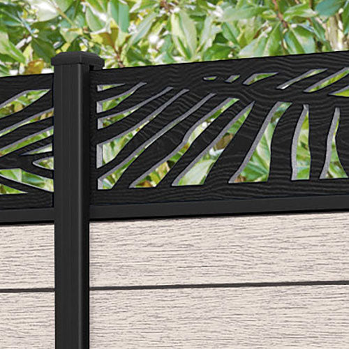 Fusion Palm Fence Panel - Mid Stone - with our aluminium posts