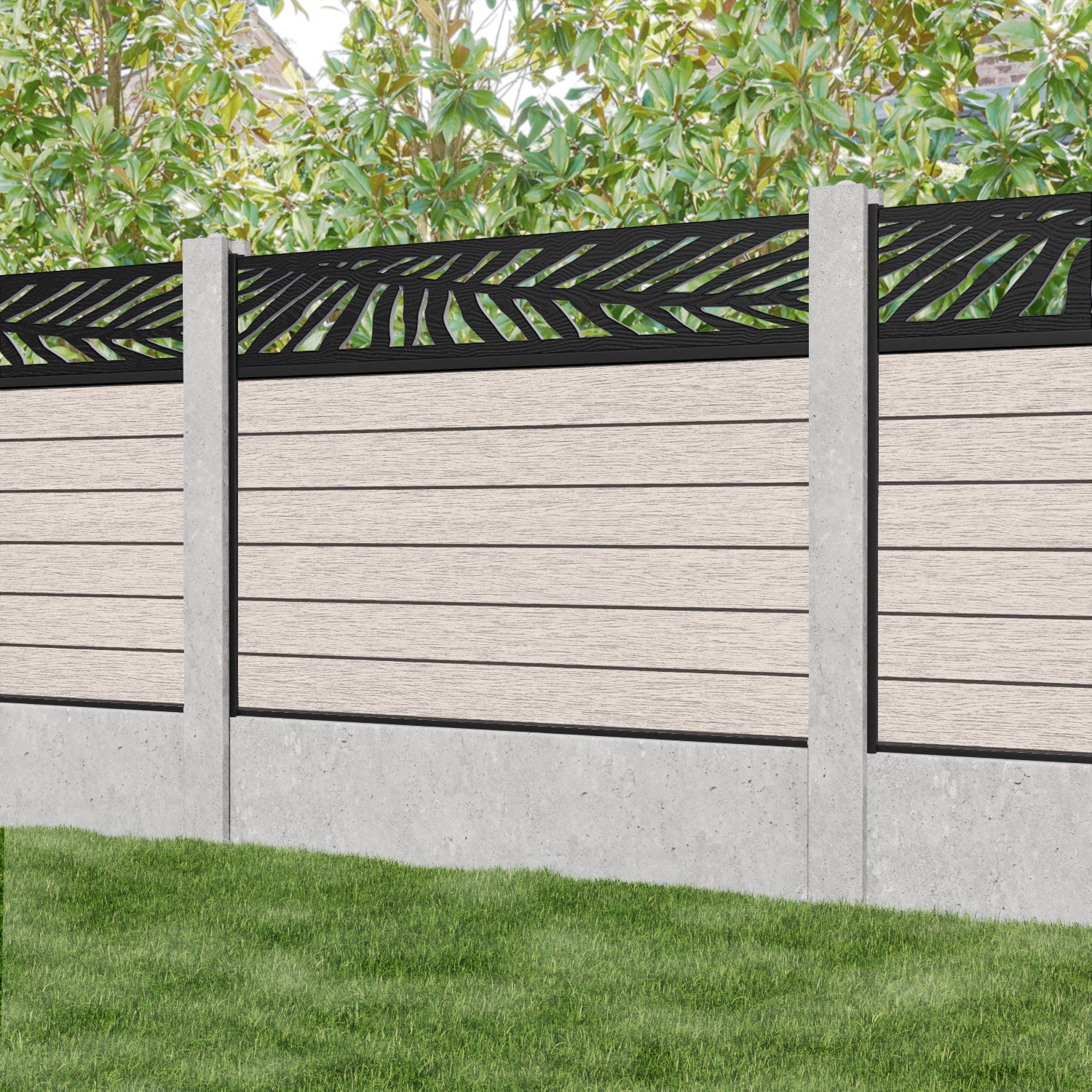Fusion Palm Fence Panel - Mid Stone - for existing concrete posts