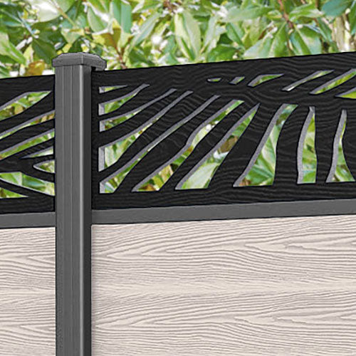 Classic Palm Fence Panel - Mid Stone - with our aluminium posts