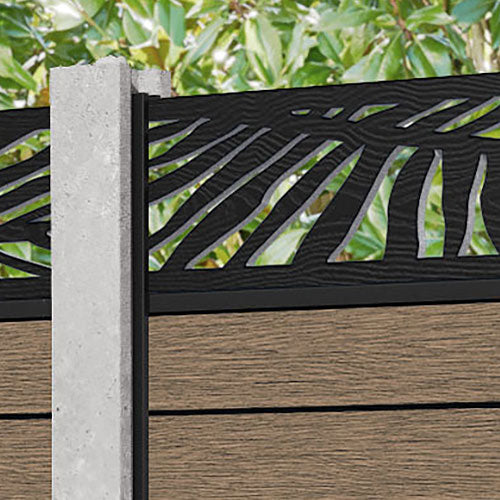 Fusion Palm Fence Panel - Teak - for existing concrete posts