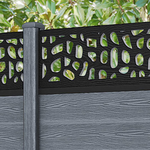 Classic Pebble Fence Panel - Anthracite - with our composite posts
