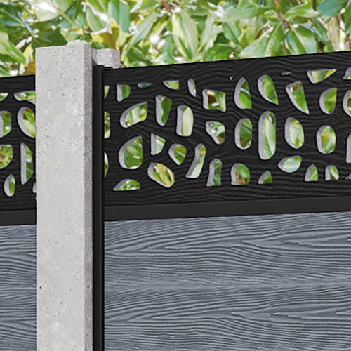 Classic Pebble Fence Panel - Anthracite - for existing concrete posts