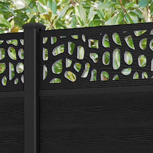 Classic Pebble Fence Panel - Black - with our aluminium posts