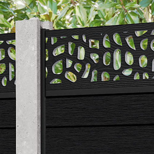 Fusion Pebble Fence Panel - Black - for existing concrete posts