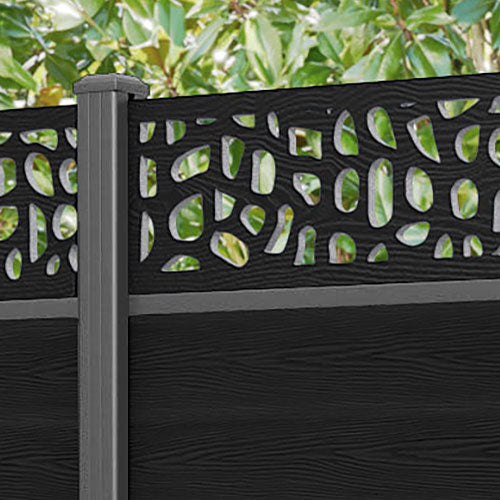 Classic Pebble Fence Panel - Black - with our aluminium posts