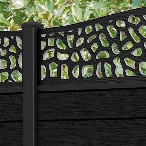 Fusion Pebble Curved Top Fence Panel - Black - with our aluminium posts