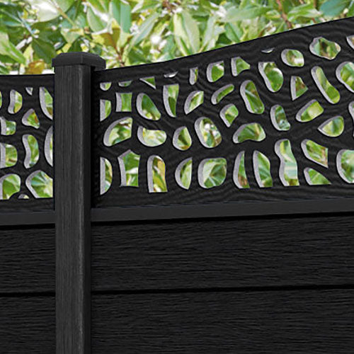 Fusion Pebble Curved Top Fence Panel - Black - with our composite posts
