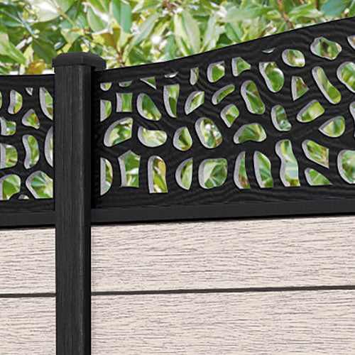 Fusion Pebble Curved Top Fence Panel - Mid Stone - with our composite posts