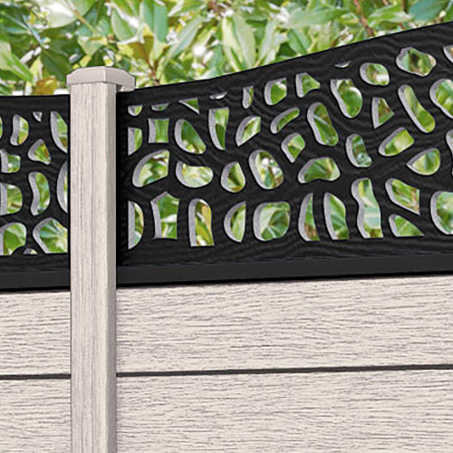 Fusion Pebble Curved Top Fence Panel - Mid Stone - with our composite posts