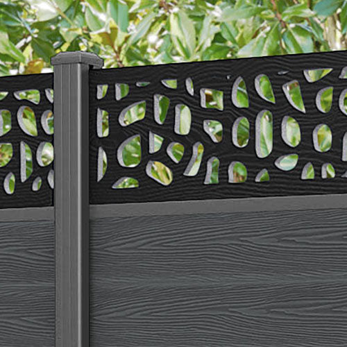 Classic Pebble Fence Panel - Dark Grey - with our aluminium posts