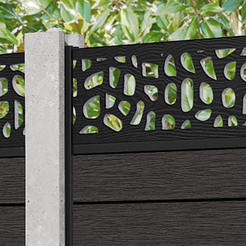 Fusion Pebble Fence Panel - Dark Oak - for existing concrete posts