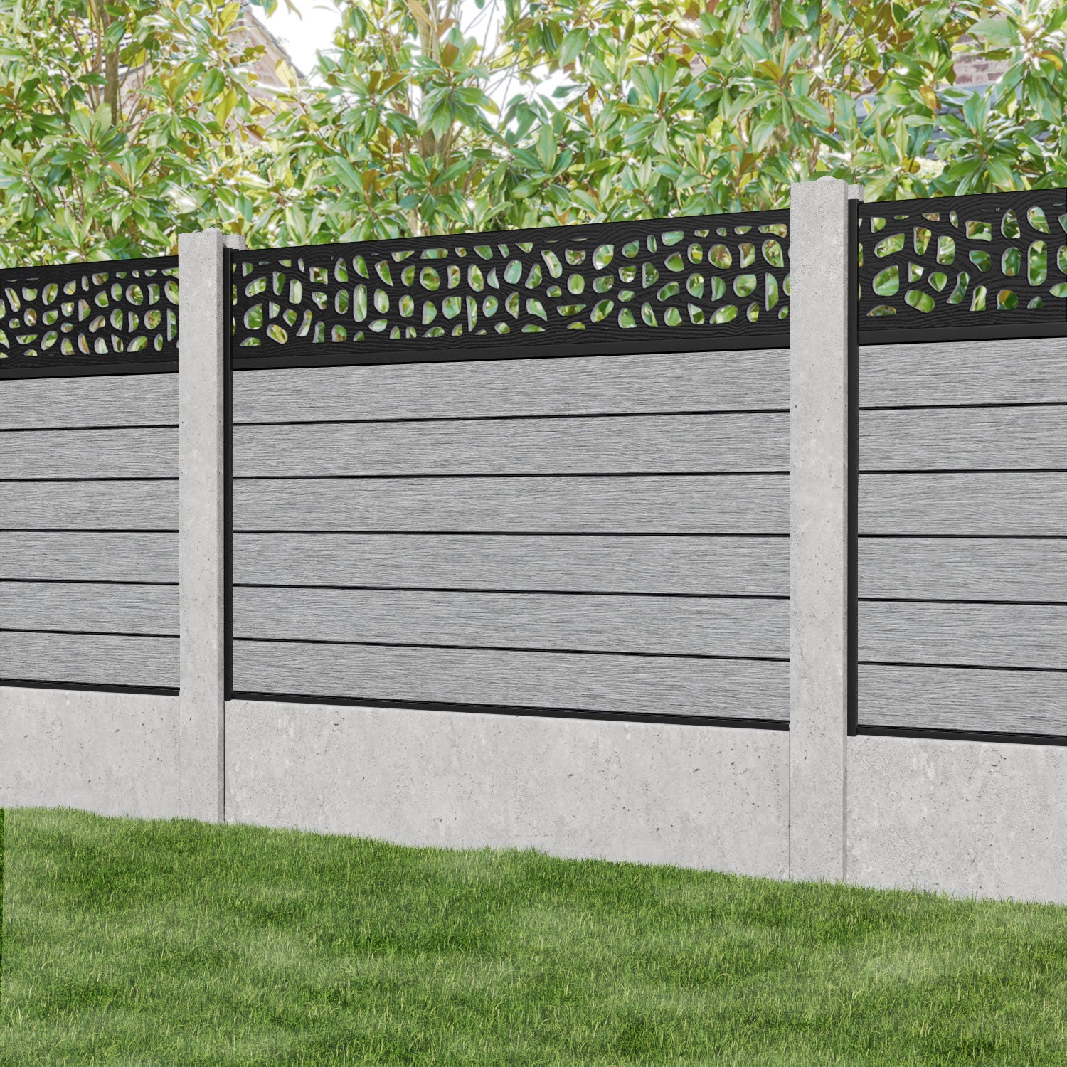 Fusion Pebble Fence Panel - Light Grey - for existing concrete posts