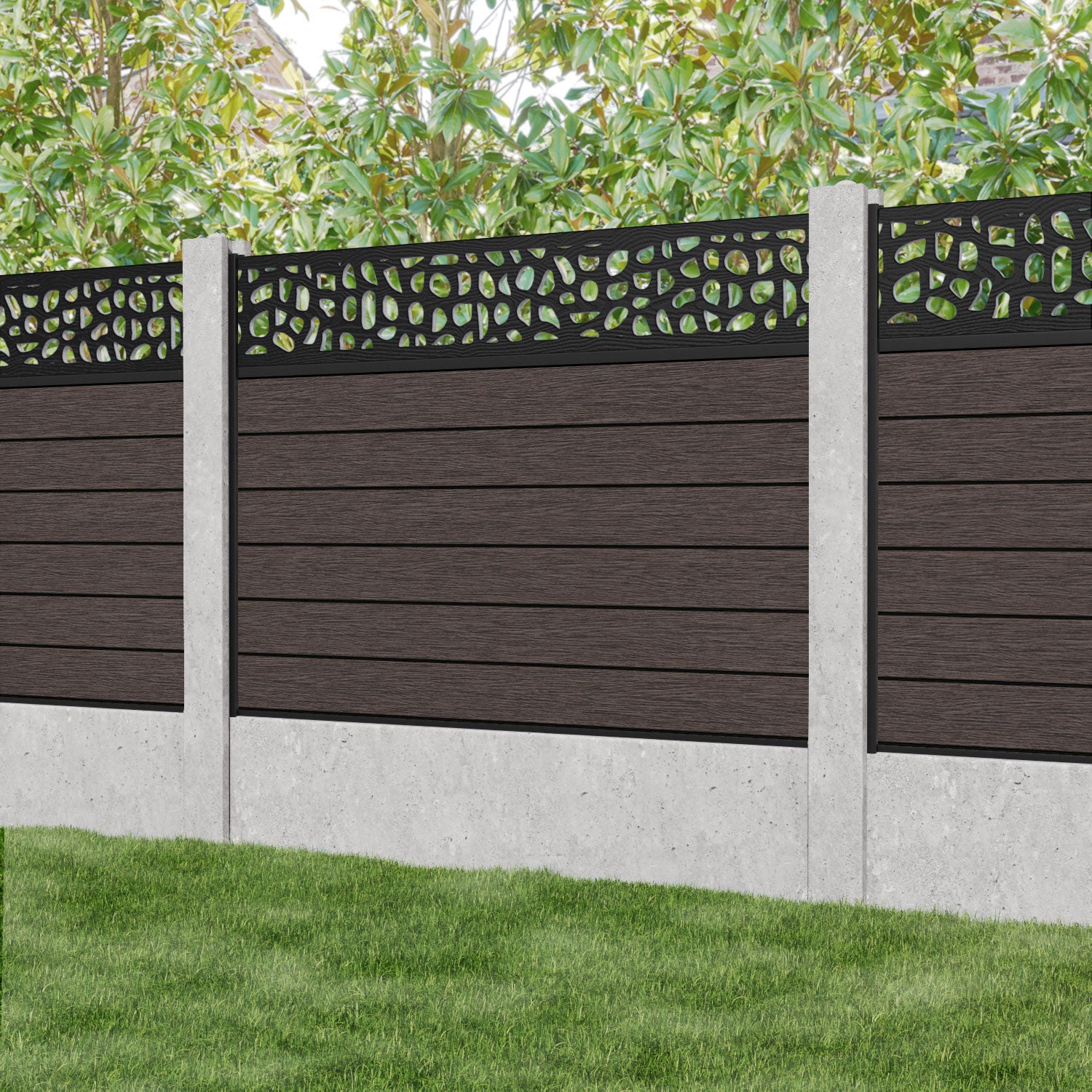 Fusion Pebble Fence Panel - Mid Brown - for existing concrete posts