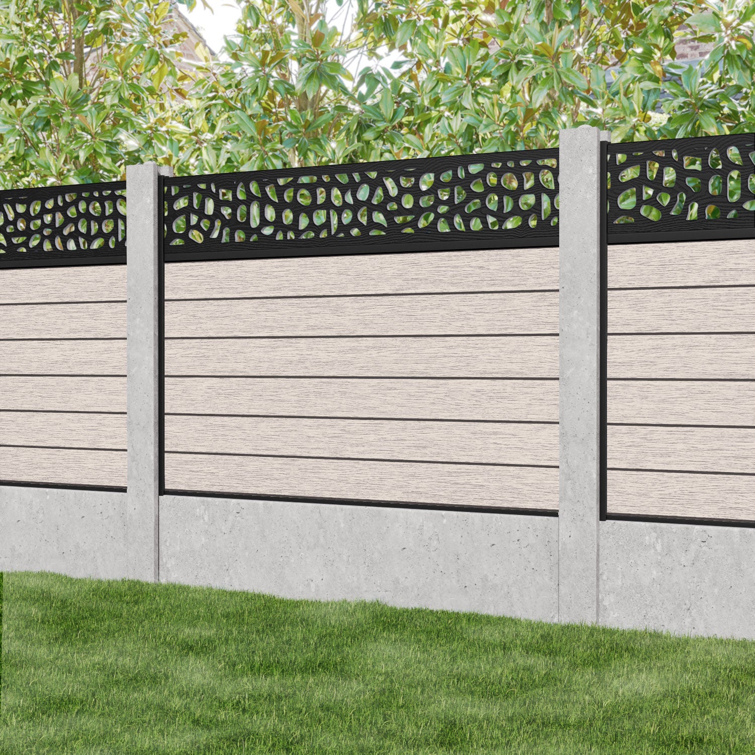 Fusion Pebble Fence Panel - Mid Stone - for existing concrete posts
