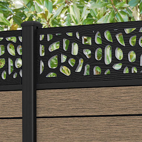 Fusion Pebble Fence Panel - Teak - with our aluminium posts
