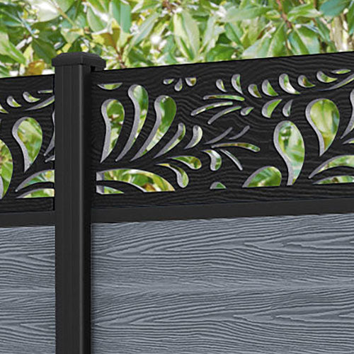 Classic Petal Fence Panel - Anthracite - with our aluminium posts