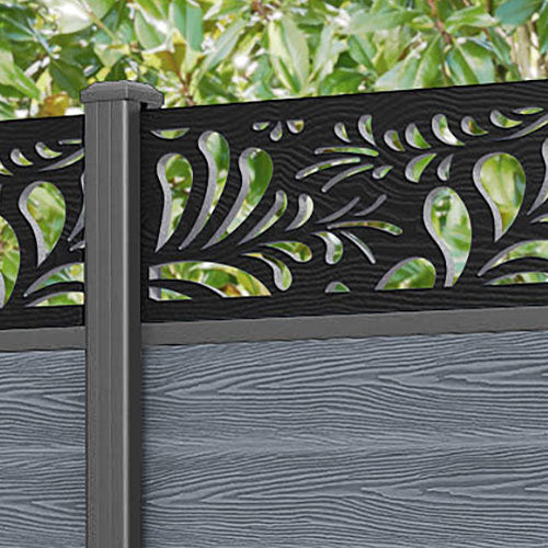 Classic Petal Fence Panel - Anthracite - with our aluminium posts