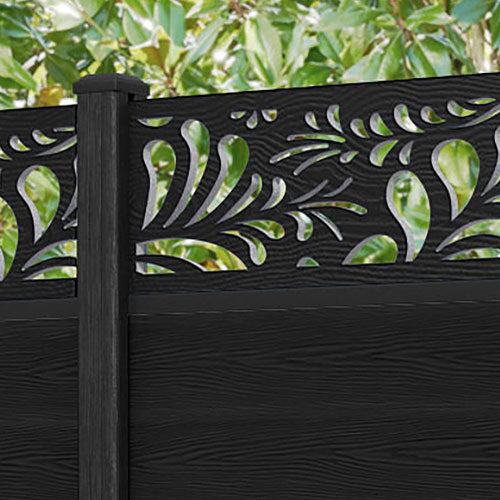 Classic Petal Fence Panel - Black - with our composite posts