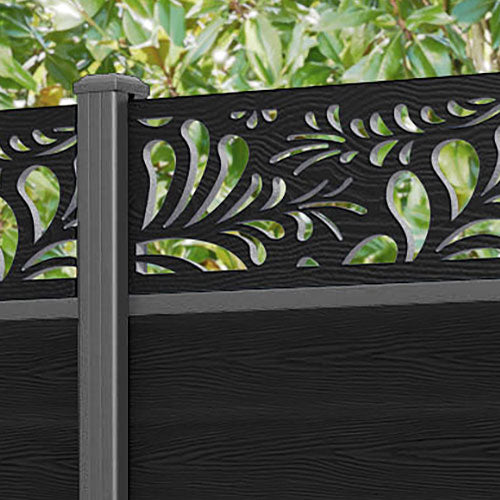 Classic Petal Fence Panel - Black - with our aluminium posts