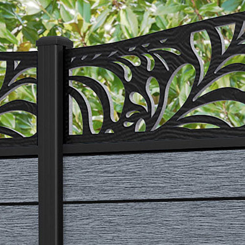 Fusion Petal Curved Top Fence Panel - Anthracite - with our aluminium posts