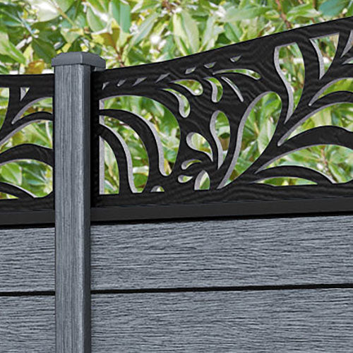 Fusion Petal Curved Top Fence Panel - Anthracite - with our composite posts