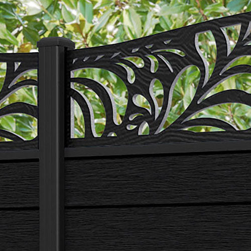 Fusion Petal Curved Top Fence Panel - Black - with our aluminium posts