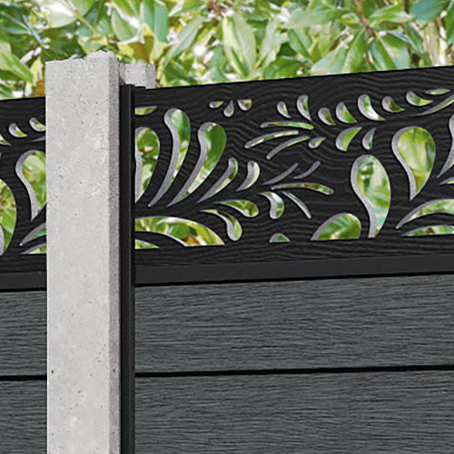 Fusion Petal Fence Panel - Dark Grey - for existing concrete posts