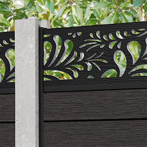 Fusion Petal Fence Panel - Dark Oak - for existing concrete posts