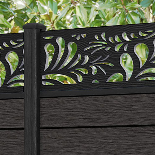 Fusion Petal Fence Panel - Dark Oak - with our composite posts
