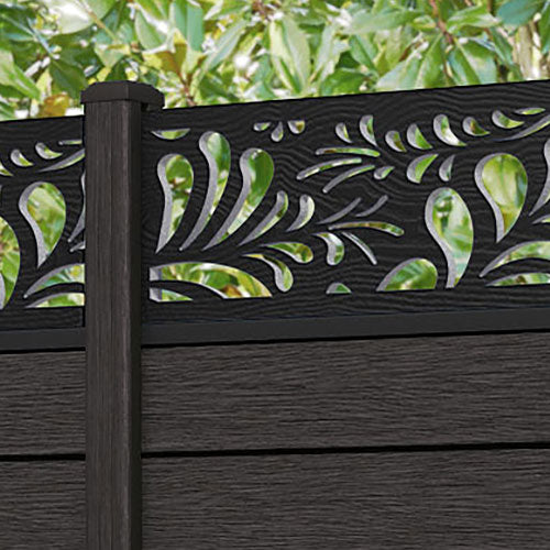 Fusion Petal Fence Panel - Dark Oak - with our composite posts