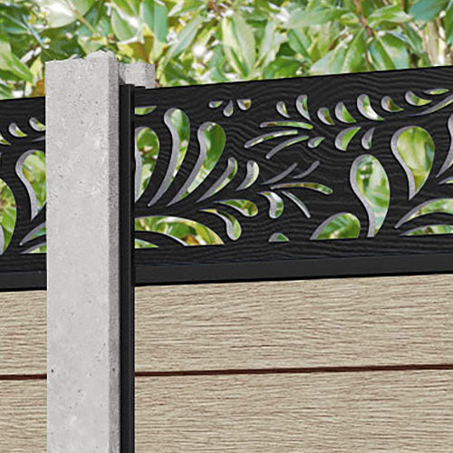 Fusion Petal Fence Panel - Light Oak - for existing concrete posts