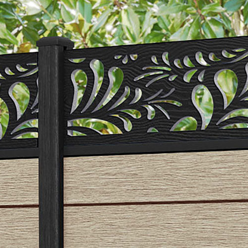Fusion Petal Fence Panel - Light Oak - with our composite posts